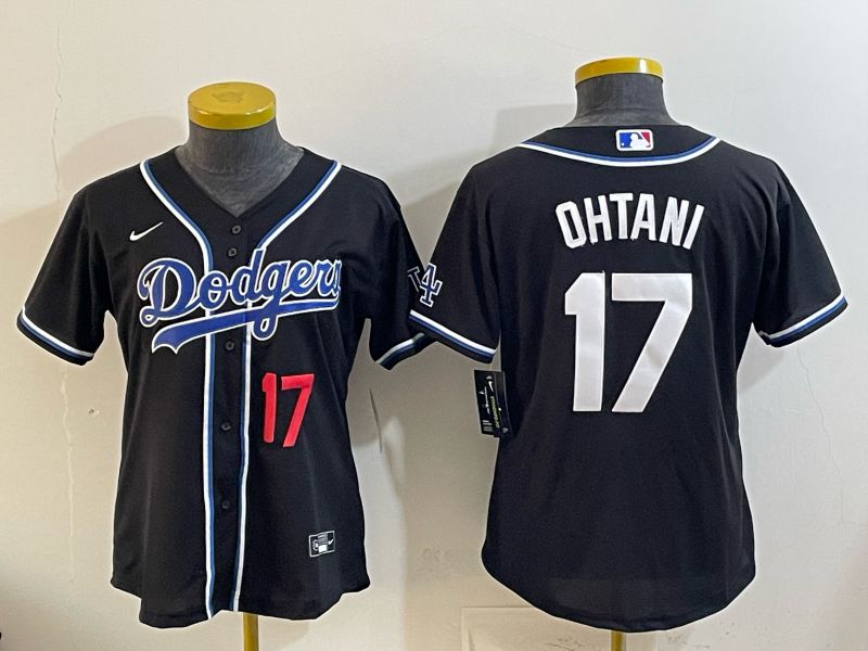 Women Nike 2026 Los Angeles Dodgers #17 Ohtani Black Game MLB Jersey 04